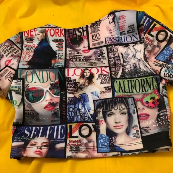 2-piece top and mini skirt cool with magazine covers - Picture 8 of 9